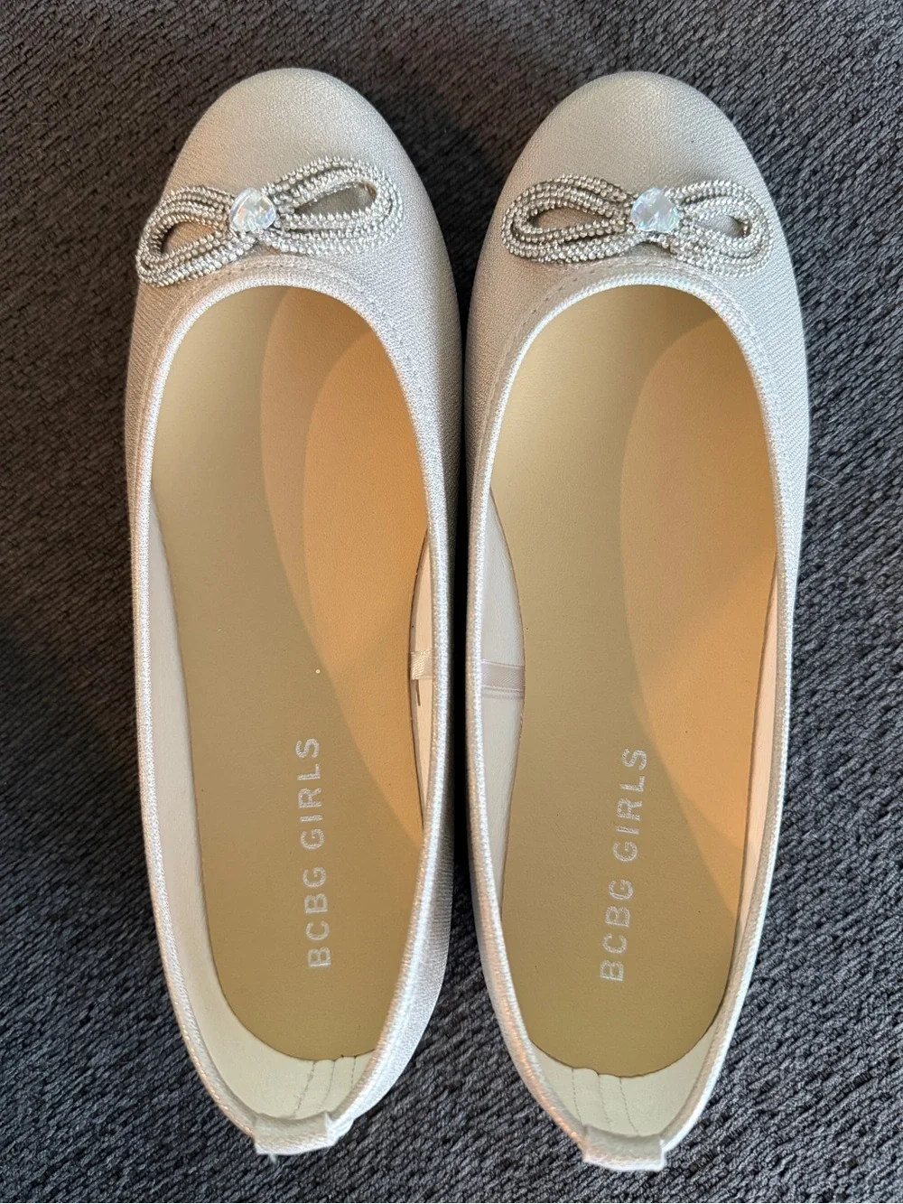 BCBGirls Silver Sparkle Bow Ballet Flats